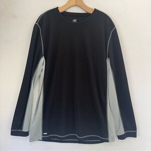 ALO Training T-Shirt Men 2XL XXL Black Gray Long Sleeve Colorblock CoolFit